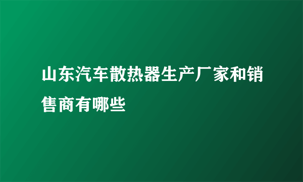 山东汽车散热器生产厂家和销售商有哪些