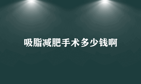 吸脂减肥手术多少钱啊