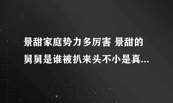 景甜家庭势力多厉害 景甜的舅舅是谁被扒来头不小是真的吗-飞外