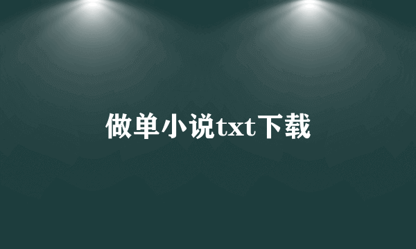 做单小说txt下载