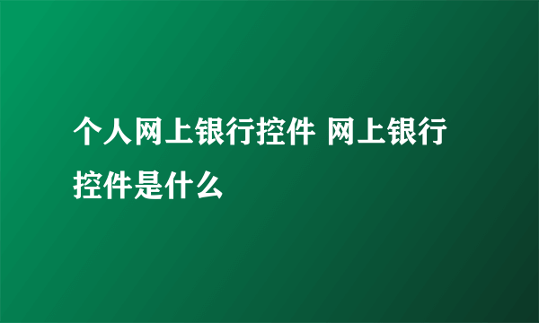 个人网上银行控件 网上银行控件是什么