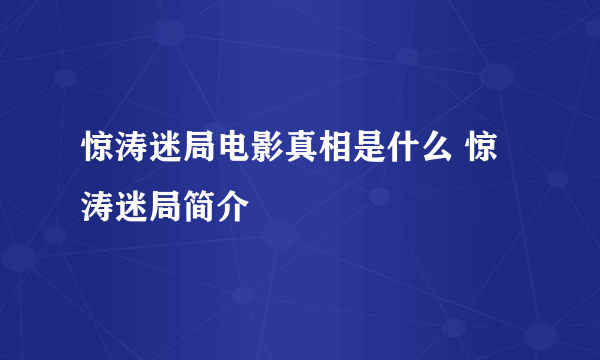 惊涛迷局电影真相是什么 惊涛迷局简介