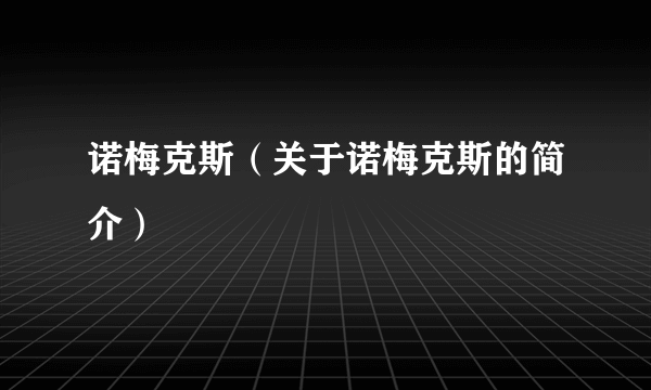 诺梅克斯（关于诺梅克斯的简介）