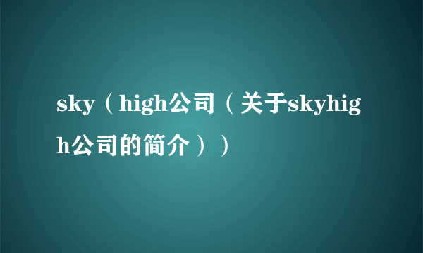 sky（high公司（关于skyhigh公司的简介））