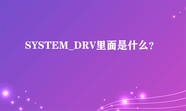 SYSTEM_DRV里面是什么？