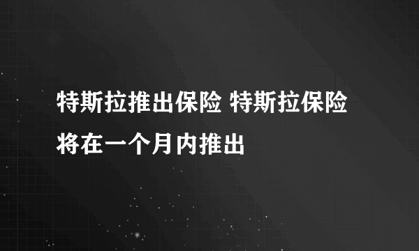 特斯拉推出保险 特斯拉保险将在一个月内推出