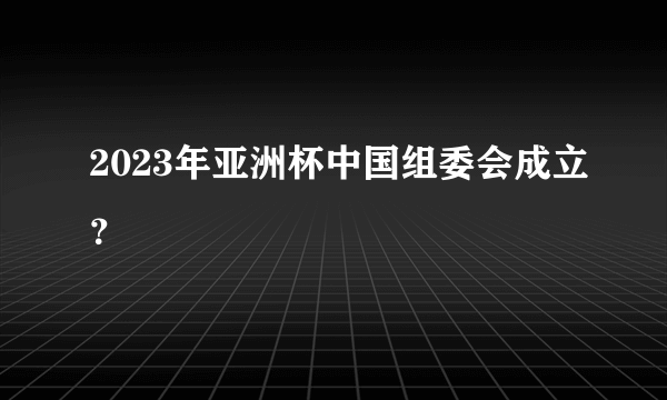 2023年亚洲杯中国组委会成立？