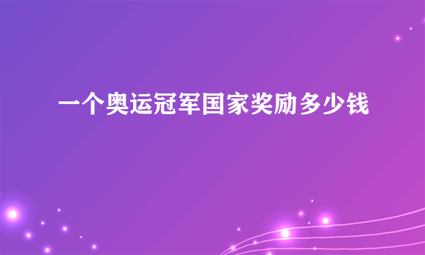 一个奥运冠军国家奖励多少钱