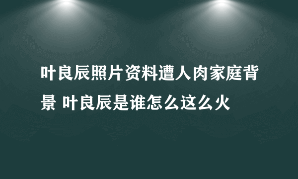 叶良辰照片资料遭人肉家庭背景 叶良辰是谁怎么这么火