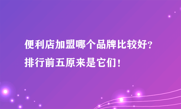 便利店加盟哪个品牌比较好？排行前五原来是它们！