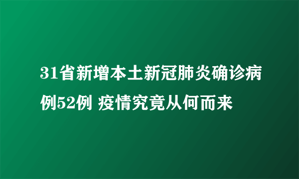 31省新增本土新冠肺炎确诊病例52例 疫情究竟从何而来