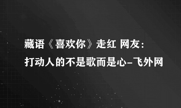 藏语《喜欢你》走红 网友：打动人的不是歌而是心-飞外网