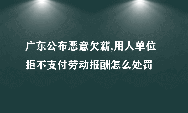 广东公布恶意欠薪,用人单位拒不支付劳动报酬怎么处罚