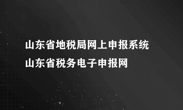 山东省地税局网上申报系统 山东省税务电子申报网