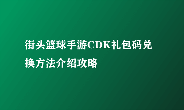 街头篮球手游CDK礼包码兑换方法介绍攻略