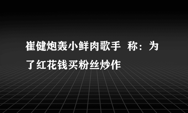 崔健炮轰小鲜肉歌手  称：为了红花钱买粉丝炒作