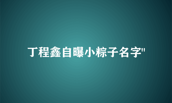 丁程鑫自曝小粽子名字