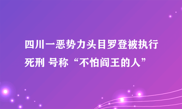 四川一恶势力头目罗登被执行死刑 号称“不怕阎王的人”