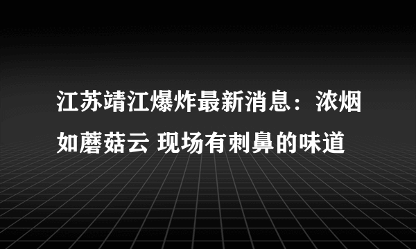 江苏靖江爆炸最新消息：浓烟如蘑菇云 现场有刺鼻的味道