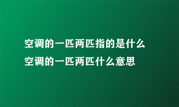 空调的一匹两匹指的是什么 空调的一匹两匹什么意思