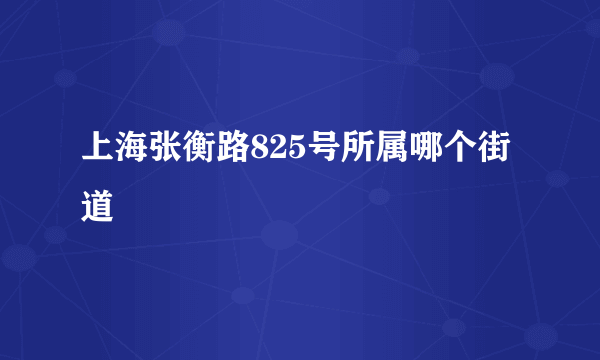 上海张衡路825号所属哪个街道