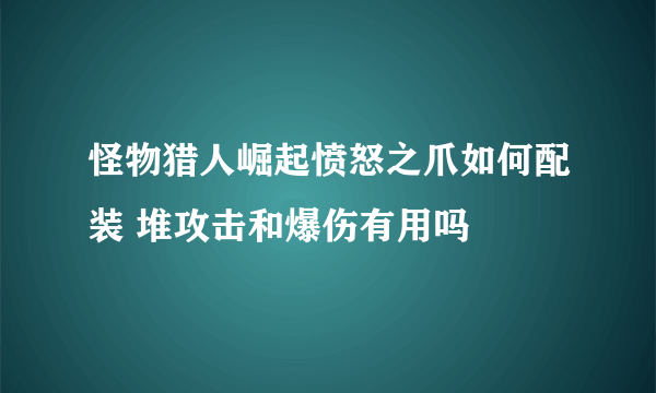 怪物猎人崛起愤怒之爪如何配装 堆攻击和爆伤有用吗