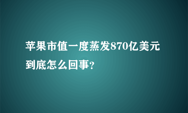 苹果市值一度蒸发870亿美元 到底怎么回事？