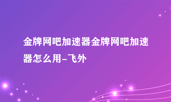 金牌网吧加速器金牌网吧加速器怎么用-飞外