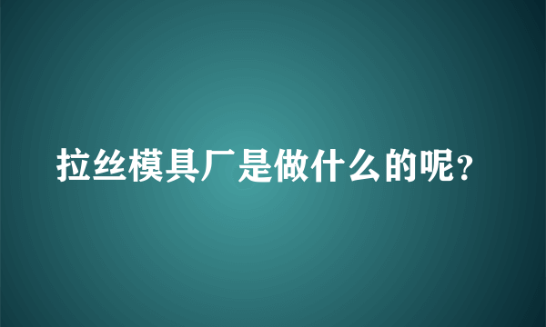 拉丝模具厂是做什么的呢？