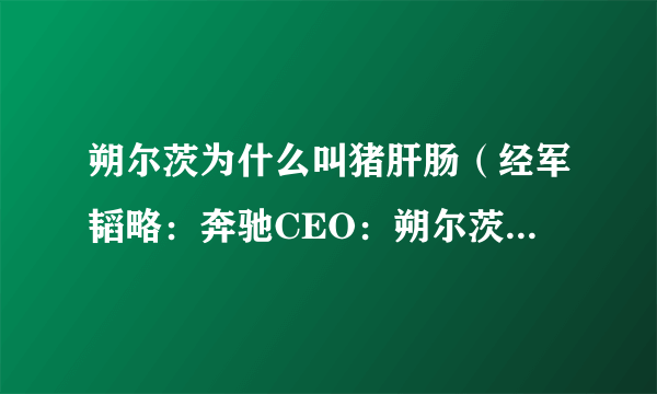 朔尔茨为什么叫猪肝肠（经军韬略：奔驰CEO：朔尔茨访华绝对正确）