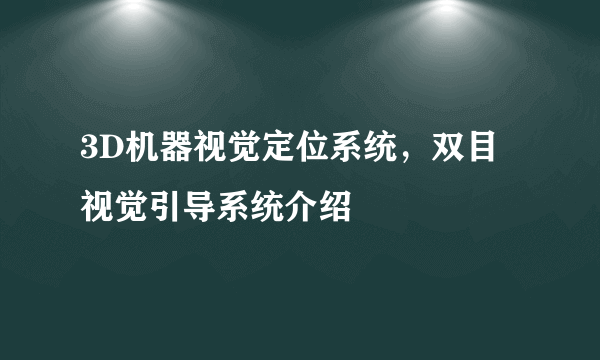 3D机器视觉定位系统，双目视觉引导系统介绍