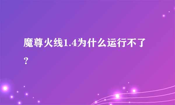 魔尊火线1.4为什么运行不了？