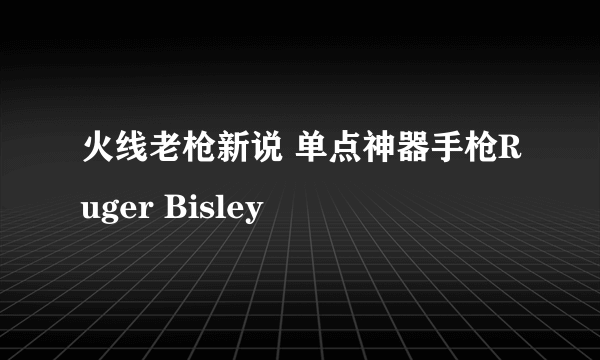 火线老枪新说 单点神器手枪Ruger Bisley