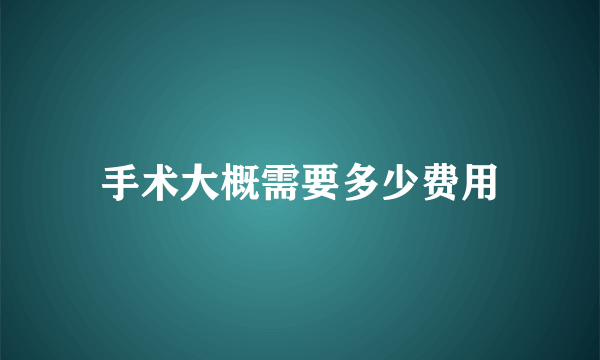 手术大概需要多少费用