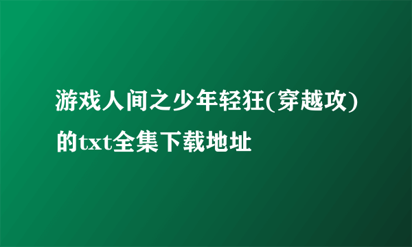 游戏人间之少年轻狂(穿越攻)的txt全集下载地址