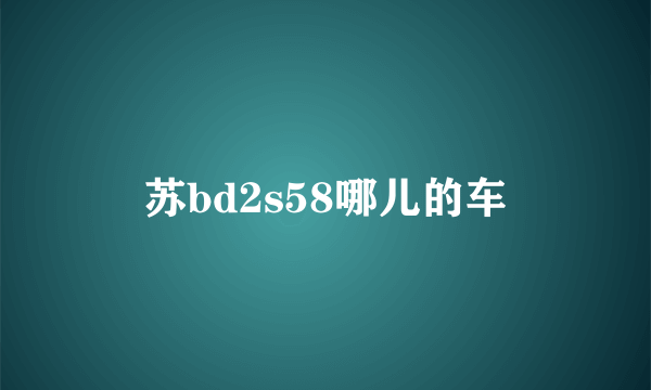 苏bd2s58哪儿的车