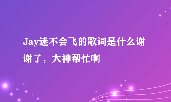 Jay迷不会飞的歌词是什么谢谢了，大神帮忙啊