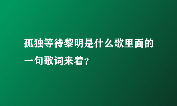 孤独等待黎明是什么歌里面的一句歌词来着？