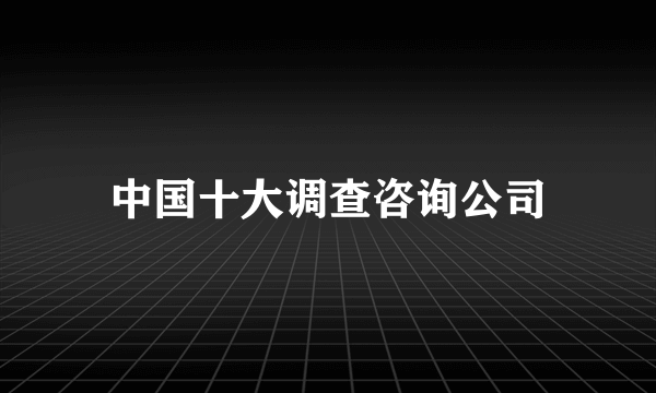 中国十大调查咨询公司