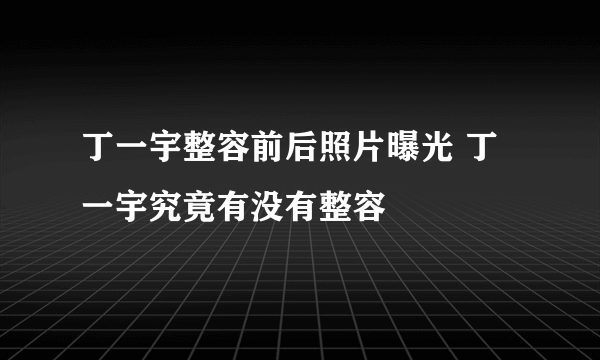 丁一宇整容前后照片曝光 丁一宇究竟有没有整容