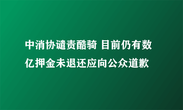 中消协谴责酷骑 目前仍有数亿押金未退还应向公众道歉