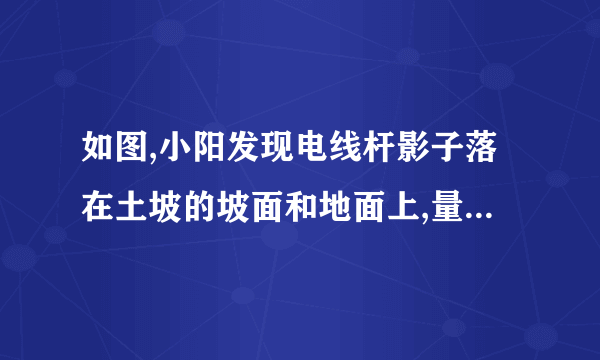 如图,小阳发现电线杆影子落在土坡的坡面和地面上,量得,米,与地面成角,且此时测得米的影长为米,则电线杆的高度为__________米.