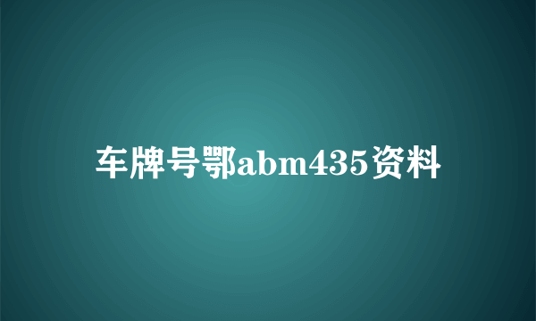 车牌号鄂abm435资料