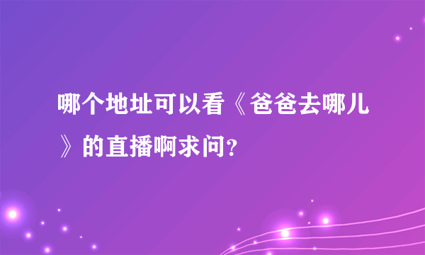 哪个地址可以看《爸爸去哪儿》的直播啊求问？