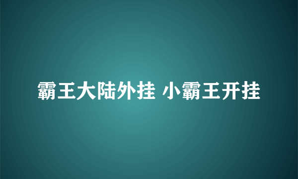 霸王大陆外挂 小霸王开挂