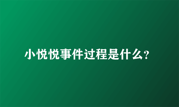 小悦悦事件过程是什么？