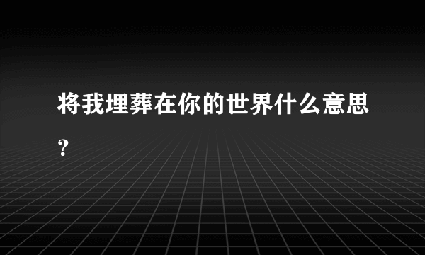 将我埋葬在你的世界什么意思？