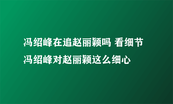 冯绍峰在追赵丽颖吗 看细节冯绍峰对赵丽颖这么细心