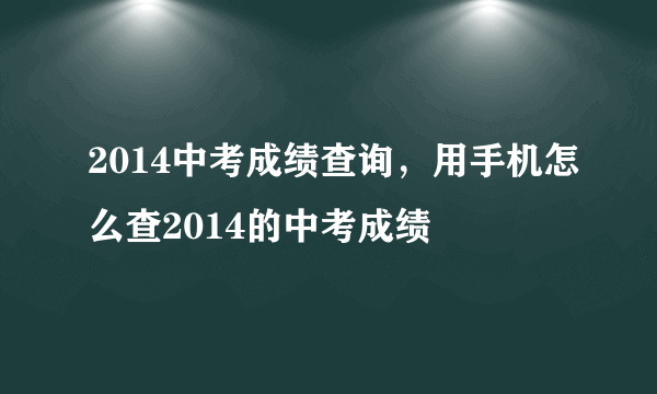 2014中考成绩查询，用手机怎么查2014的中考成绩