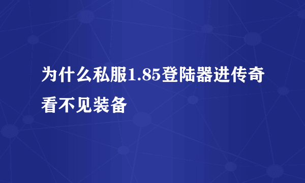 为什么私服1.85登陆器进传奇看不见装备